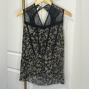 NWOT Chelsea & Violet Black Floral Lace Blouse